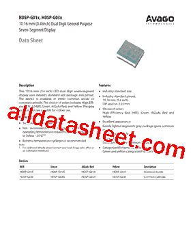 Hdsp G A Datasheet Pdf Avago Technologies Limited