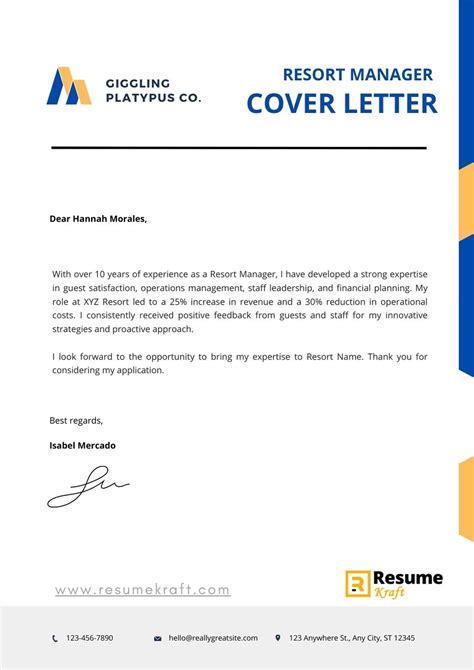 4 Resort Manager Cover Letter Examples And Templates In 2024 ResumeKraft