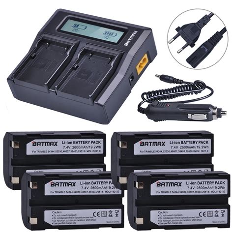 4Pcs 2600mAh 54344 Battery Akku + Rapid LCD Dual Charger for Trimble ...
