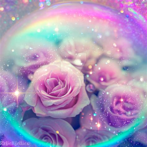 Glitter rainbow roses digital illustration by RebelsFantasyWorld on ...