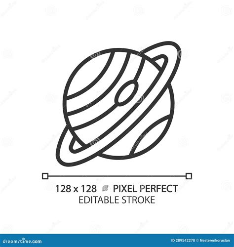 Saturn Pixel Perfect Linear Icon Stock Illustration Illustration Of