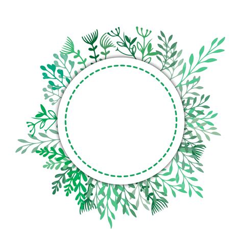 Gambar Ornamen Daun Hijau Di Tepi Lingkaran Vektor Png Daun Ornamen