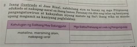 Solved 2 Isang Ilustrado Si Jose Rizal Nabibilang Siya Sa Hanay Ng