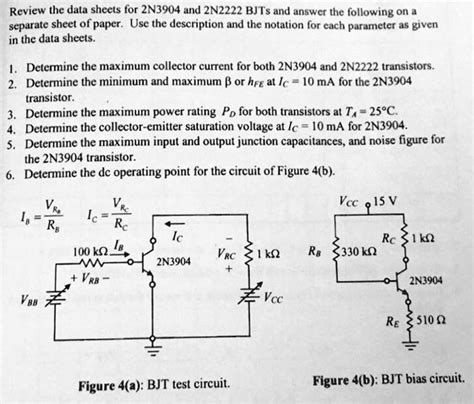 SOLVED Review The Data Sheets For 2N3904 And 2N2222 BJTs And Answer