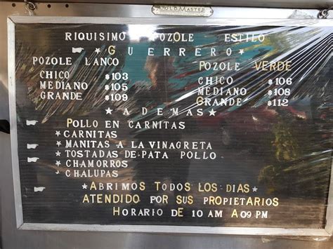 Carta del restaurante Los Tolucos Ciudad del México C Juan E