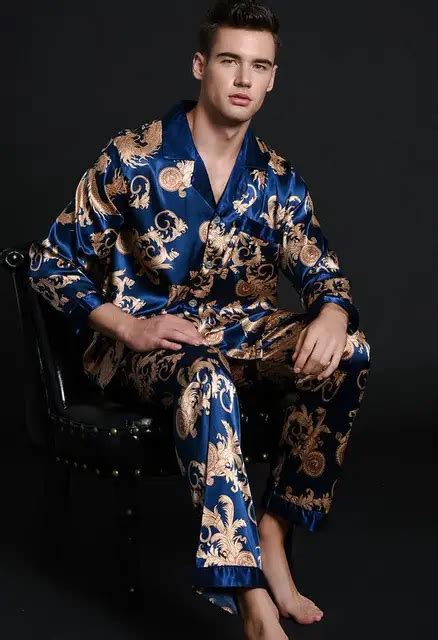 2017 New High Quality 2PCS Chinese Men S Satin Silk Pajamas Sets Long