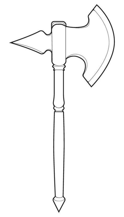 Outline Medieval Axe Vector Weapon. Vector Hand Drawn Illustration ...