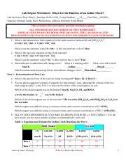 What Are The Kinetics Of An Iodine Clock Reaction Worksheet Student