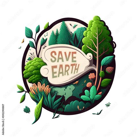 Save Earth Sticker Design Earth Day Tshirt Design Ai Generated