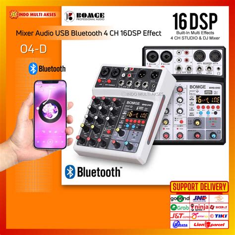 BOMGE Mixer Amplifier USB Audio Mixer DJ Live Karaoke Mic Podcast 4