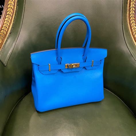 Birkin Hermes Epson Bleu De France Valois Vintage Paris