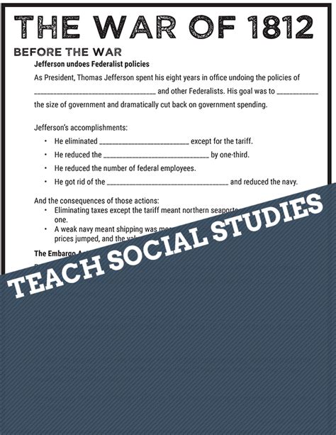 War Of 1812 Notes Teach Social Studies