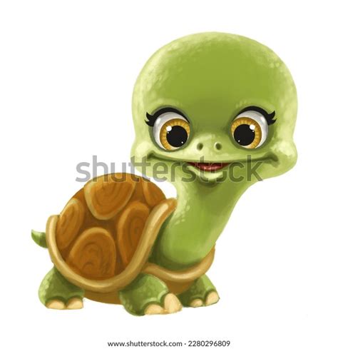 Cute Cartoon Little Turtle Isolated On Stock Illustration 2280296809 ...