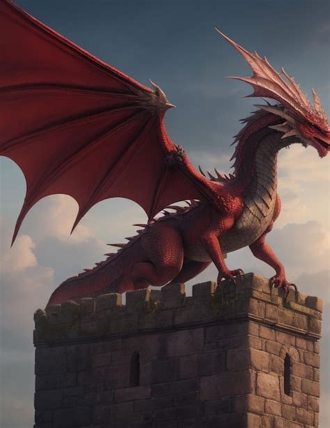 Premium AI Image | A fierce Targaryen dragon perched atop a crumbling ...