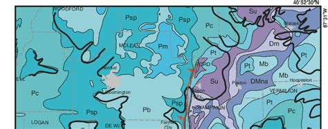 Bedrock Geology For The Area Of East Central Illinois Containing The