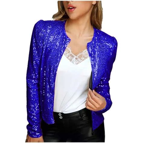 VESTE VAREUSE CASAQUE BLAZER Femmes Paillettes Blazer Casual