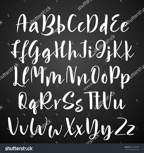 Handwritten Calligraphy Font Vector Alphabet Hand Stock Vector (Royalty ...