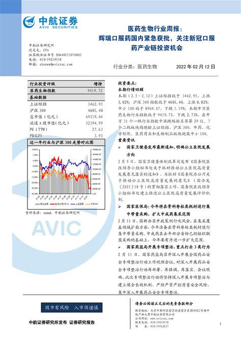 医药生物行业周报：辉瑞口服药国内紧急获批，关注新冠口服药产业链投资机会 洞见研报 行业报告