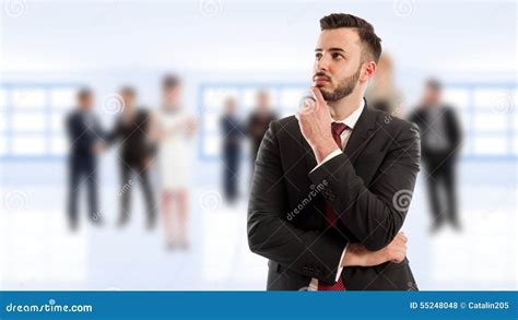 Smart And Young Business Man Thinking Stock Photo Image Of Reflect