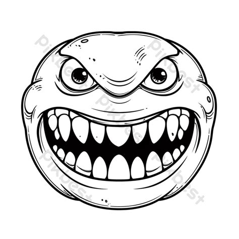 Angry Face Vector An White With Teeth And Mouth Outline Sketch Drawing ...