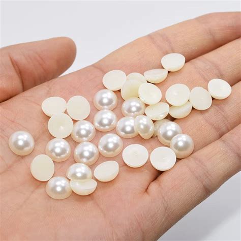 Snapklik 100PCS 18mm Large Flat Back Half Pearls Ivory Big