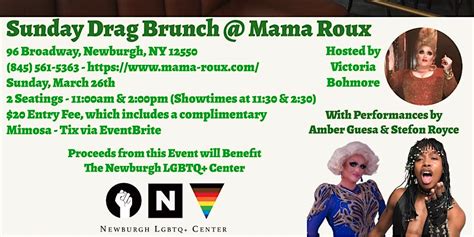 Sunday Drag Brunch Mama Roux March 2023 Big Gay Hudson Valley