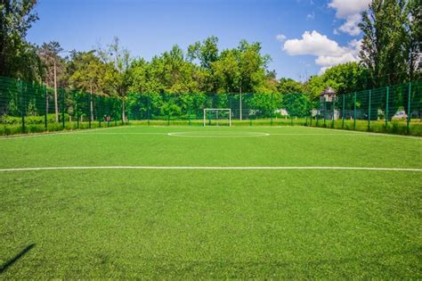 Premium Photo Soccer Field With Artificial Green Grass Near The School Amateur Football Field