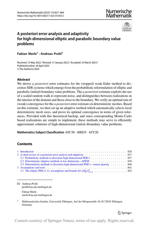 Pdf A Posteriori Error Analysis And Adaptivity For High Dimensional