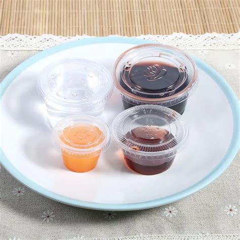 50Pcs Set Disposable Sauce Chutney Cups Boxes With Lid Food Takeaway