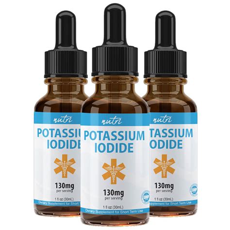 (3 Pack) Nutri Potassium Iodide Liquid Drops 130 mg - Alternative to ...