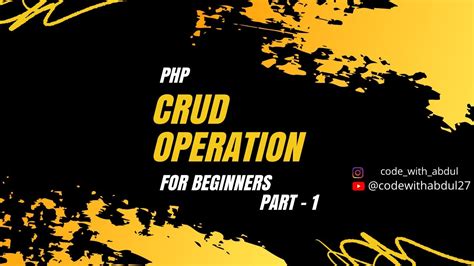 Php Crud Operation Part Youtube