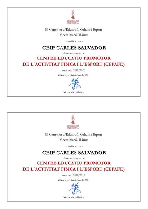 Certificats Cepafe Ceip Carles Salvador Barxeta