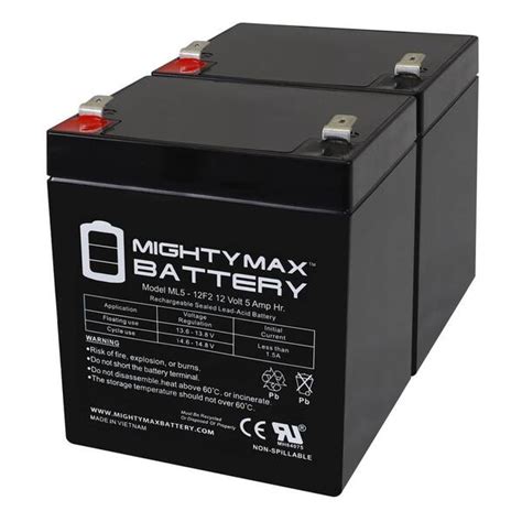 MIGHTY MAX BATTERY 12V 5Ah F2 SLA Replacement Battery for Fiamm FG20451 ...