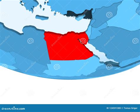 Egypt In Red On Blue Map Stock Illustration Illustration Of Travel