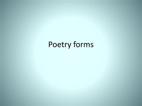 Poetry forms