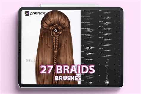 Procreate Braids Twists Hair Brushes Graphic By Kstumanova · Creative Fabrica