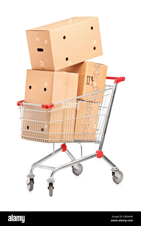 Shopping Cart Stack Cardboard Boxes Cut Out Stock Images And Pictures Alamy