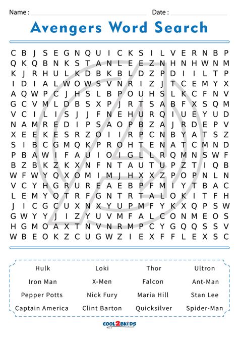 Avengers Word Search Superhero Printables Superhero Birthday Party