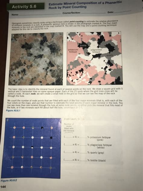 Solved Estimate Mineral Composition of a Phaneritic Rock by | Chegg.com