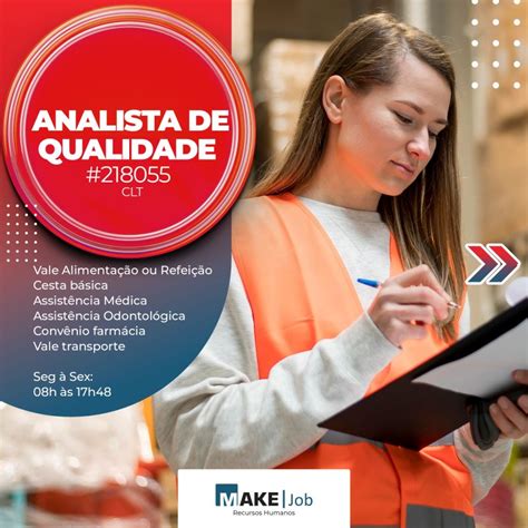 Analista Da Qualidade Vagas - VAGA ABERTA Analista de Qualidade: 🔹 Atribuições da vaga: Experiência ...