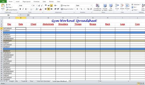 Gym Workout Plan Spreadsheet Workout Plan Template Workout Plan Gym