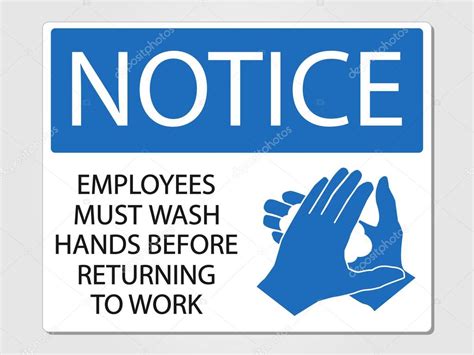 Employees wash hands sign — Stock Vector © smarques27 #50432211