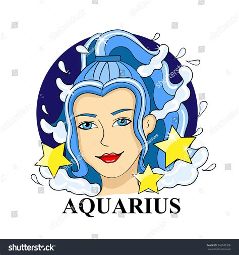 Aquarius Zodiac Sign Astrological Symbol Illustration Stock Vector Royalty Free 346181306