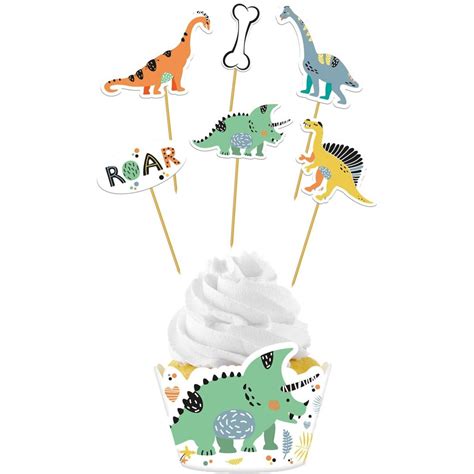 Dino Cupcake Toppers Roar 12 Stück Partywinkel