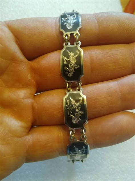 Vintage Siam Sterling Silver 12mm Panel Bracelet 6¾ Gem