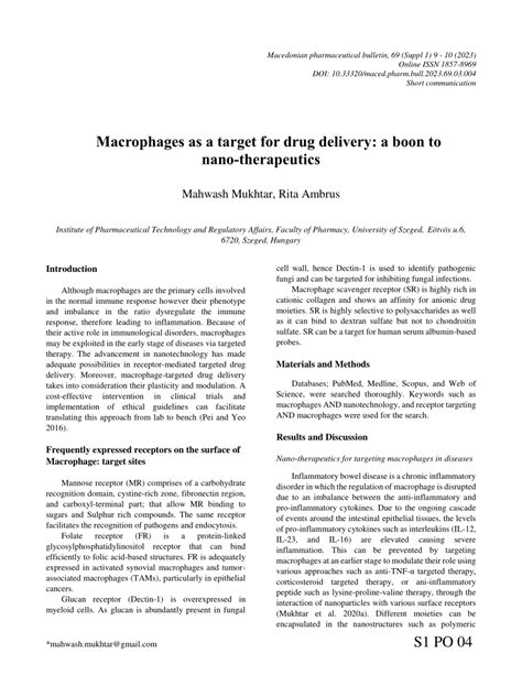 Pdf Macrophages As A Target For Drug Delivery A Boon To Nano