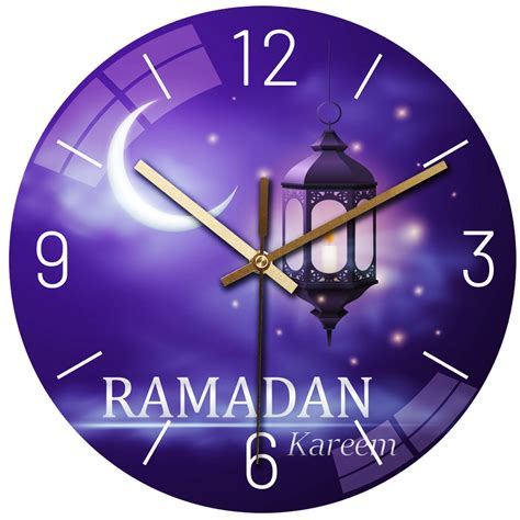 Jam Dinding Kaca Islamik Islamic Wall Clock Glass Silent Wall Clock