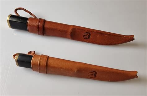 Tapio Wirkkala Set Of Two Knifes With Leather Steaths Hackmann And Co