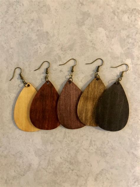 Natural Wood Earrings Etsy