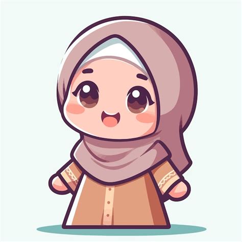 Un niño musulmán lindo cuando Eid Mubarak tiempo Vector Premium